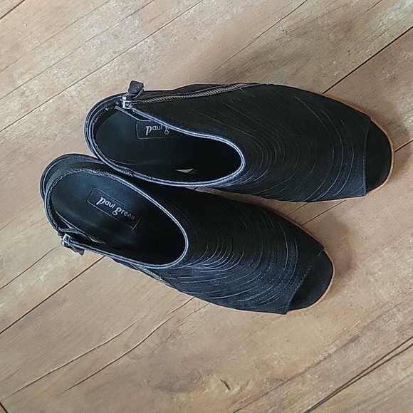 PAUL GREEN Black Peep-Toe Ankle Boots - Picture 3 of 8